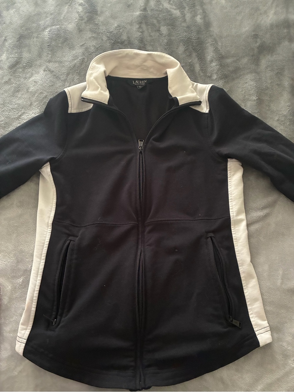 Polo Ralph Lauren Black and White Zip-Front